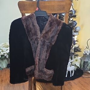 Faux Fur Cropped Small Brown And Black Teddy Jacket